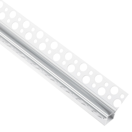 Eckprofil Architektonisches Aluminium LED-Profil typ W für Gipskartonplatten mit Klarglasabdeckung, 1m LUMILED