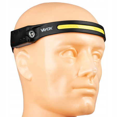 Wiederaufladbare LED-Stirnlampe COB+XPE 350lm IPX4 mit Bewegungssensor 5 Modi VAYOX