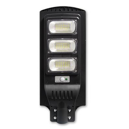 LED-Solar-Straßenleuchte schwarz 150W 6000K kalt IP65 Bewegungs- und Dämmerungssensor + Fernbedienung