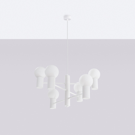 Kronleuchter Pendelleuchte 6x G9 Aluminium Weiß Halo French Sky SL.1829 Sollux