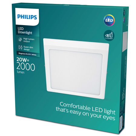Plafond Panel LED Deckenanbauleuchte MAGNEOS 20W 2700K 28cm Weiß Downlight Square PHILIPS