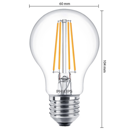 3x LED Lampen E27 A60 8.5W = 75W 1055lm 2700K Warm Glühfaden PHILIPS