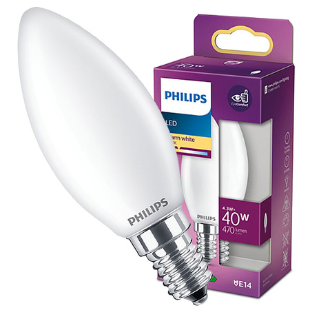 LED Leuchtmittel E14 B35 4,3W = 40W 470lm 2700K Warm PHILIPS