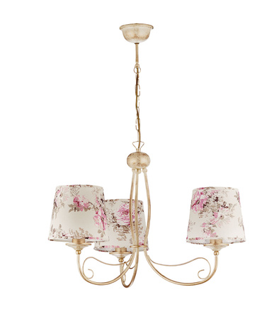 SARA Hänge-Deckenleuchte 3xE27 Blumen-Kronleuchter-Lampenschirm Classic Beige Jupiter