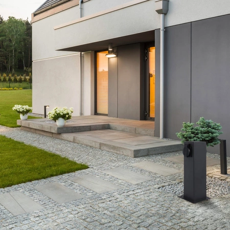 Garten-Lampe LED Außenmast stehend Grau IP44 Elektri Sanico Goldlux