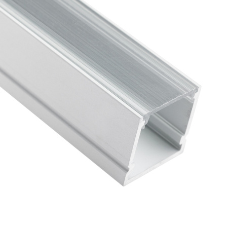 Anodisiertes Aluminium LED-Profil KM38 mit Klarglasabdeckung und Endkappen, 2m Silber LUMILED
