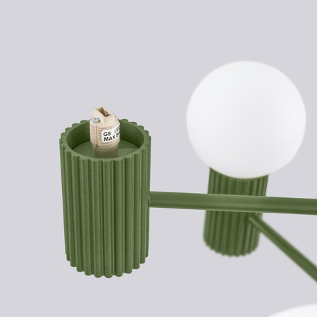 Kronleuchter Pendelleuchte 6x G9 Aluminium Grün Olive Halo French Sky SL.1832 Sollux