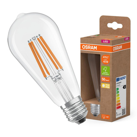 LED-Lampe ST64 E27 2.2W = 40W 470lm 2700K Warm 330° Glühfaden CLASSIC ENERGY EFFICIENCY Osram