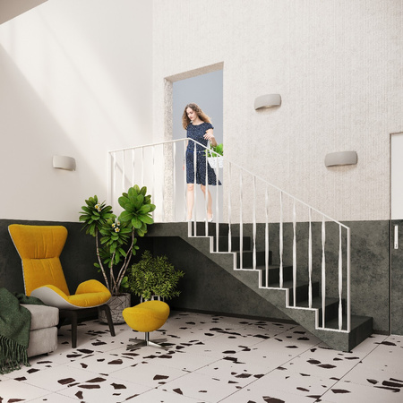 LED-Wandleuchte PONTIUS G9Wandleuchte halbrund Keramik Grau SOLLUX