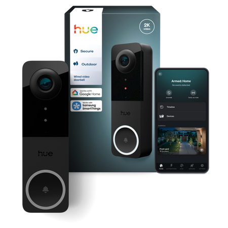 Smart Video Türklingel mit 2K QHD 1440p CMOS Kamera Schwarz SMART Zigbee WiFi Türklingel Sicher Philips HUE