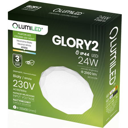 Aufbauleuchte LED Plafond Deckenleuchte GLORY2 24W 4000K IP44 Rund LUMILED