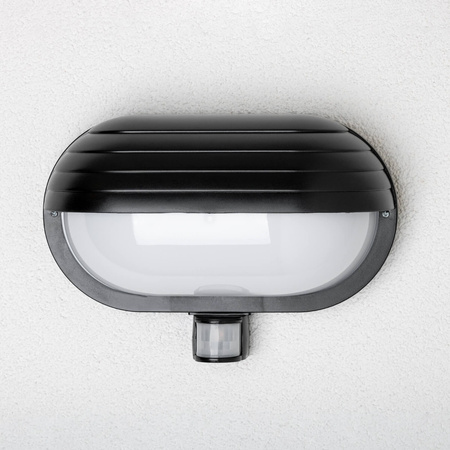 FRODA Gartenwandleuchte E27 IP44 mit PIR-Sensor Schwarz