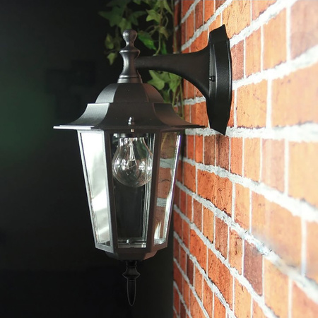 Wandleuchte Außen E27, Hängende Gartenlaterne Schwarz BELLIS LUMILED