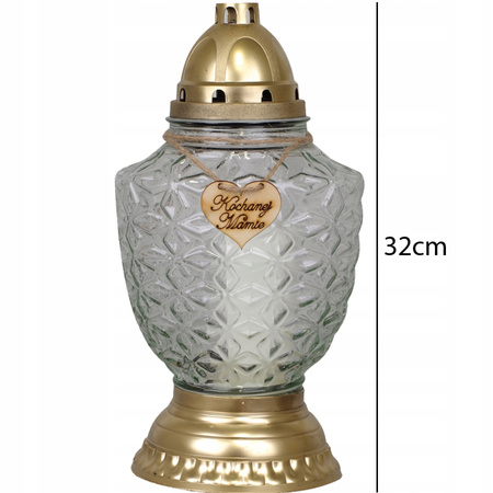 4xGlaskerze für das Grab der geliebten Mutter 52h mit Ganzjahreseinsatz 32cm