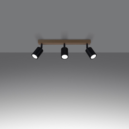VERDO 3L 3xGU10 Schwarz Holz Modern SOLLUX Deckenleuchte