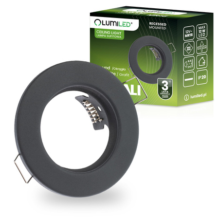 ARDALI runde, fest eingebaute Halogenleuchte Graphitblech MR16 GU10 LUMILED