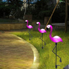 3x LED SOLAR betriebene Gartenlampe Flamingos 54cm