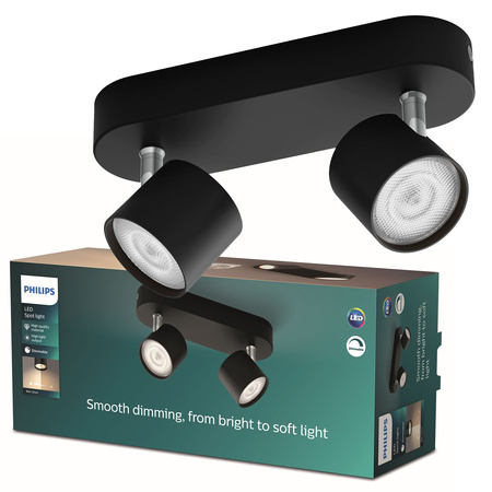 LED STAR Deckenleuchte 2x 4.5W 2700K Dimmbarer Reflektor Leuchte Beweglich Schwarz PHILIPS