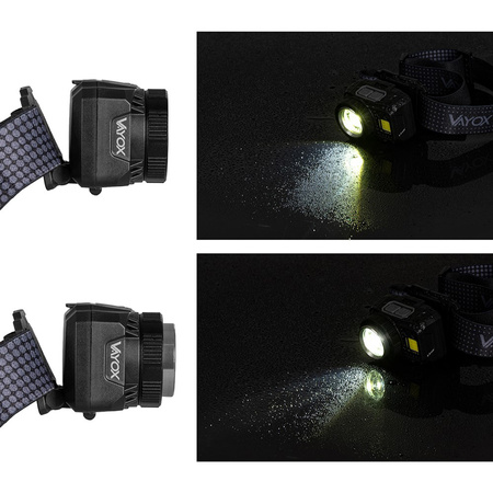 Kopf-Taschenlampe XPG3 + COB Zoom Hybrid-Netzteil VA0098 Vayox