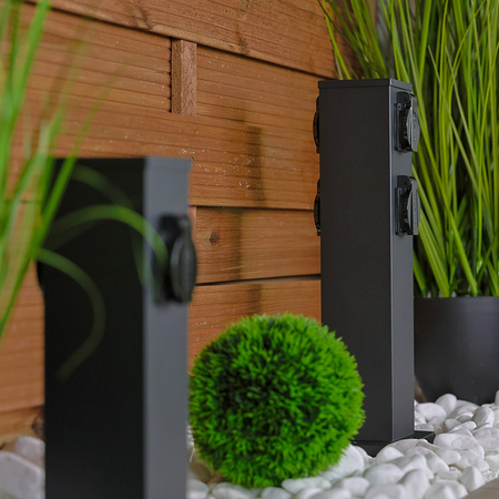Gartenpfosten IBERI Outdoor Standing 230V 40cm 4x Netzsteckdose LUMILED