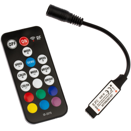 Funkcontroller für RGB-LED-Streifen 72W 6A 18 Tasten + RF-FERNBEDIENUNG 5V~24V DC ID-2070 schwarz