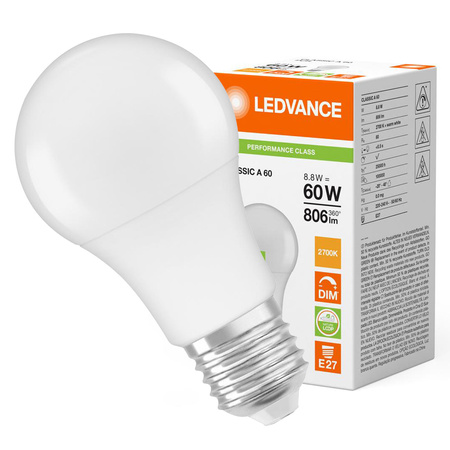 LED-Lampe E27 A60 8.8W = 60W 806lm 2700K Warm 200° Dimmbar Ledvance