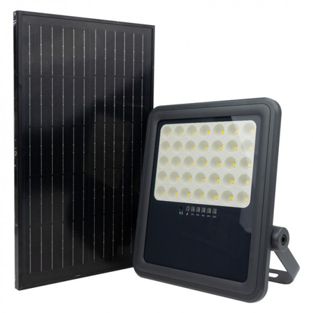 LED-Flutlicht Solar Reflektor 200W 1400lm 4000K Neutral IP65 mit Dämmerungssensor + Ecolight Fernbedienung