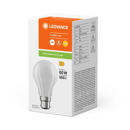 LED Lampen A60 B22d 6.5W = 60W 806lm 2700K Warmweiß FILAMENT LEDVANCE