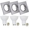 Set aus 3x quadratischer, schwarzer, beweglicher Halogenlampe GOLDLUX (Polux) + GU10 3,5W LED Lampen
