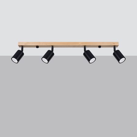 VERDO 4 4xGU10 Schwarz Holz Modern SOLLUX Deckenleuchte