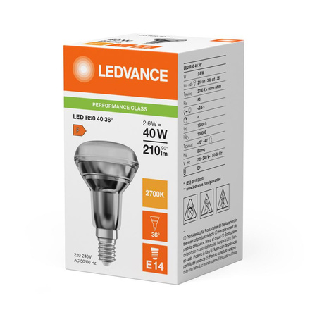 LED Lampen R50 E14 2.6W = 40W 210lm 2700K Warmweiß FILAMENT LEDVANCE