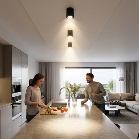 Aufbauleuchte E27, Aufbauspot Runde Tube Schwarz Fest APUS 10 LUMILED