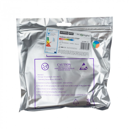 LED-Streifen SMD 5050 14.4W/m 60LED/m 12V 6500K Mehrfarbig RGB + Kalt IP20 Rolle 5m Ecolight