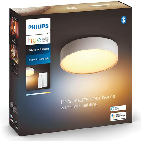 LED-Deckenleuchte Enrave Weiß 9.5W 26cm CCT PHILIPS HUE Bluetooth + Dimmschalter