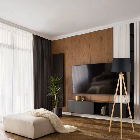 Stehlampe Tischlampe E27, Tripod mit Schirm Schwarz Höhenverstellbar CLARA LUMILED