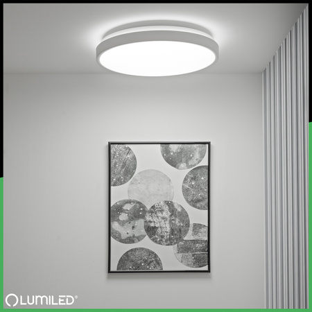 LED-Deckenleuchte Aufbaumontage 24W 4000K CELIS Rund IP44 Weiß Ring ALS LUMILED
