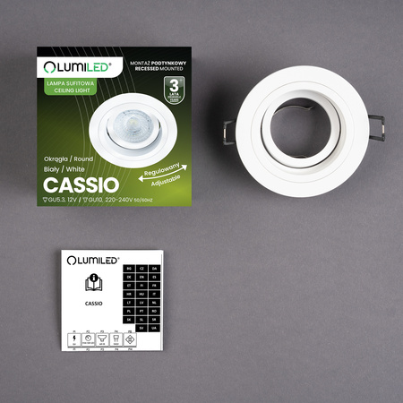 Einbaustrahler GU10, MR16 Einbauspot HALOGEN Runde beweglich Weiß CASSIO LUMILED