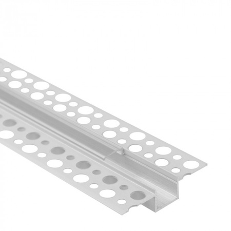 Aluminium LED-Profil für Gipskarton REGIPS Unterputz Weiß 1m mit transparentem Diffusor für LED-Streifen + Kappen Ecolight GP Serie