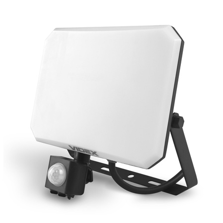 LED-Flutlicht 50W 4750lm 5000K Kalt mit Bewegungs- und Dämmerungssensor Schwarz mit Milchglasschirm Videx