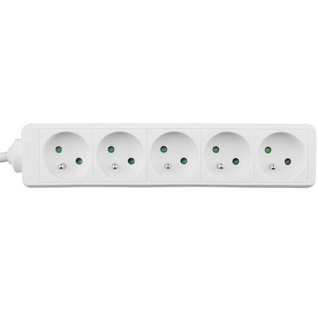 Strom-Verlängerungsstecker – 5 x Steckdose mit Erdungs-Steckdosenleiste 1,5 m 3 x 1mm 13 A Weiß