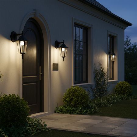 Gartenwandleuchte LIGURIA-LT Fassadenleuchte unten 1xE27 Schwarz - GOLDLUX (Polux)