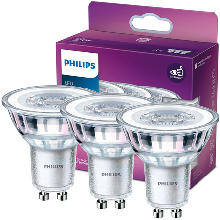 Set mit 3x LED-Halogenlampen GU10 PAR16 3,5W = 35W 275lm 4000K Neutral 36° PHILIPS
