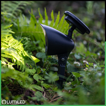 LED Solarbetriebene Gartenlampe Schwarz Gerichtetes OGA Reflektor IP44 6500K LUMILED