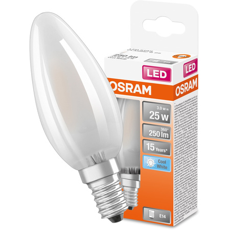 LED Leuchtmittel E14 B35 2,5W = 25W 250lm 4000K Neutral 300° OSRAM STAR Filament