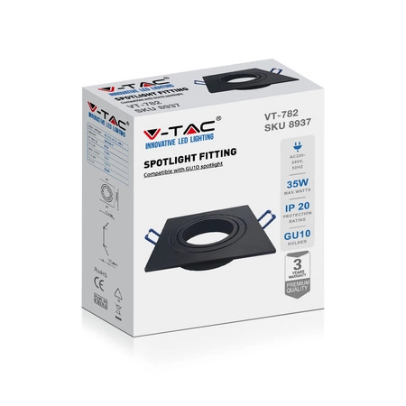 Deckenleuchte Unterputz GU10 Quadratisch Schwarz VT-782 V-TAC