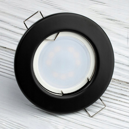 Einbaustrahler GU10, MR16 Einbauspot HALOGEN Runde Fest Schwarz Blech ARDALI LUMILED