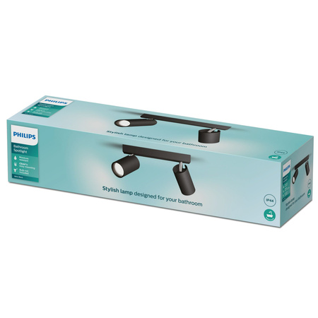 Reflektor-Deckenleuchte 2x GU10 IP44 Schwarz Kosipo Philips