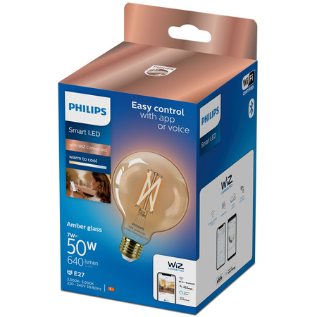 LED-Glühbirne E27 G95 7W = 50W Glühfaden Amber SMART WiFi Philips WiZ