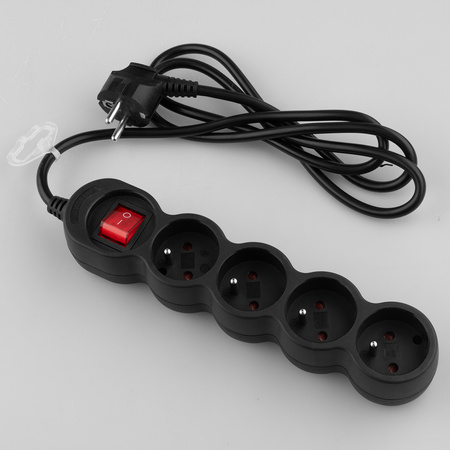 Netzverlängerungskabel Geerdete Steckdosenleiste 4 Steckdosen 1.5m ON/OFF Schalter Schwarz Kabel Lendo Lumiled