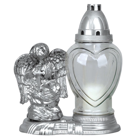 4xGlaskerze mit Engeleinsatz 28h ganzjährig 23,5cm